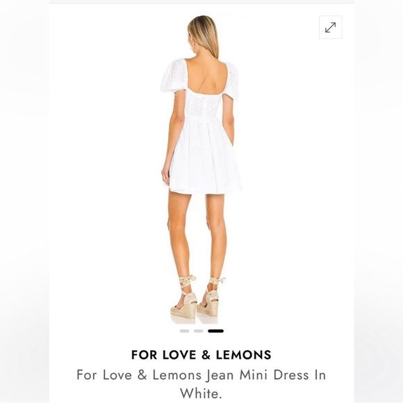 For Love and Lemons White Eyelet Puff Sleeve Jean Dress - Picture 3 of 5
